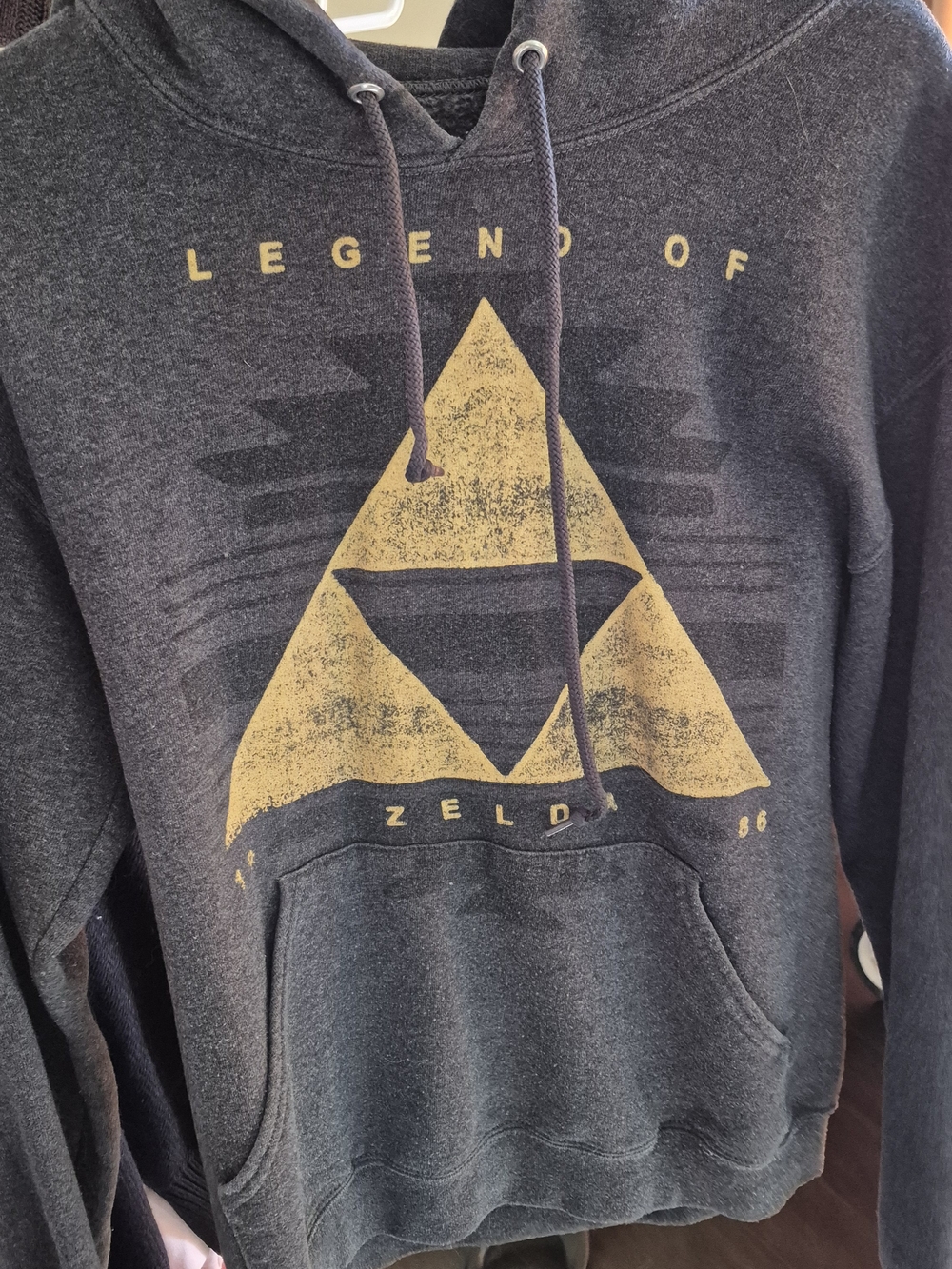 Legend of Zelda Dark Gray Hoodie with Gold Triforce Graphic
